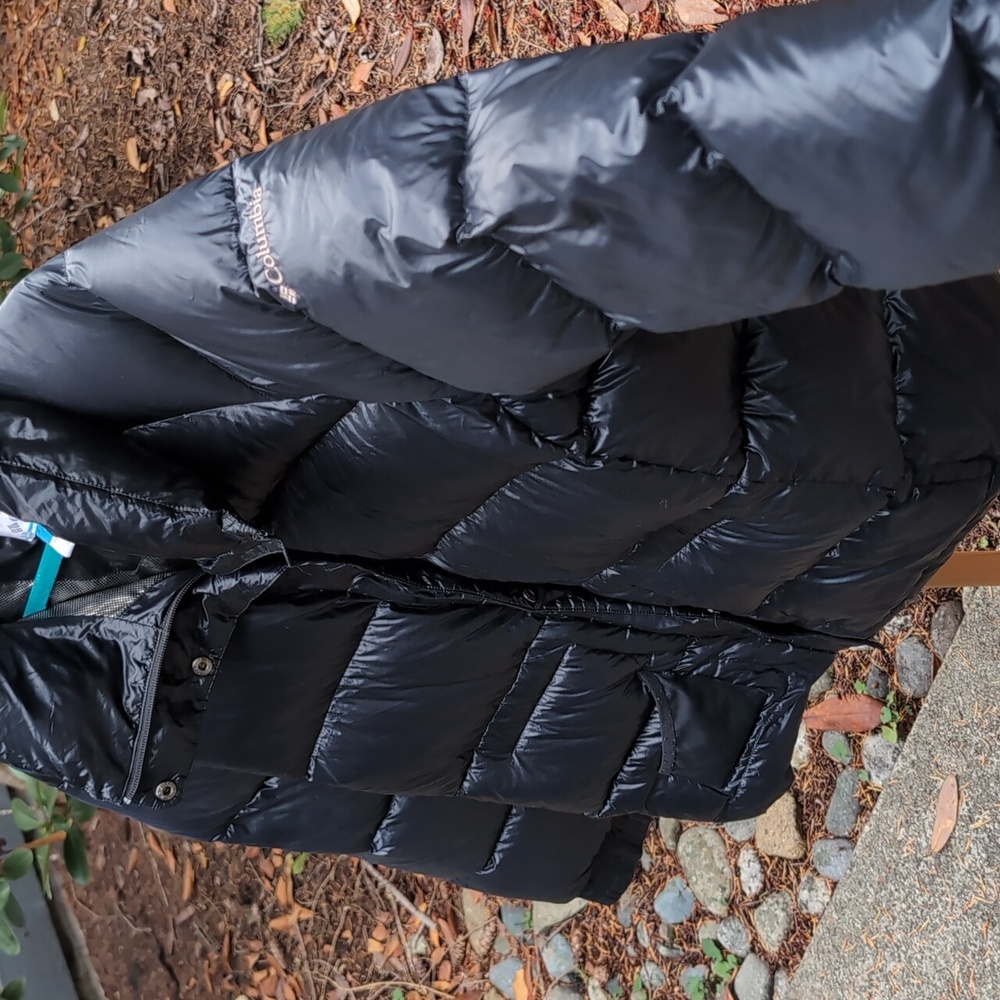 Columbia Down Puffer Omni Heat Reflective Interior In Black / Deep Navy Charcoal